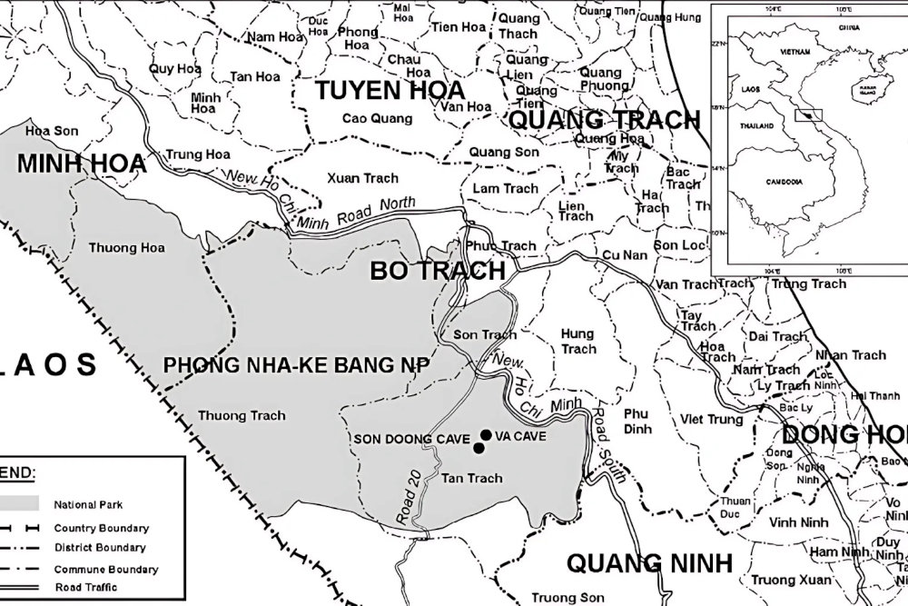 The geographical location of Son Doong Cave within Phong Nha - Ke Bang National Park